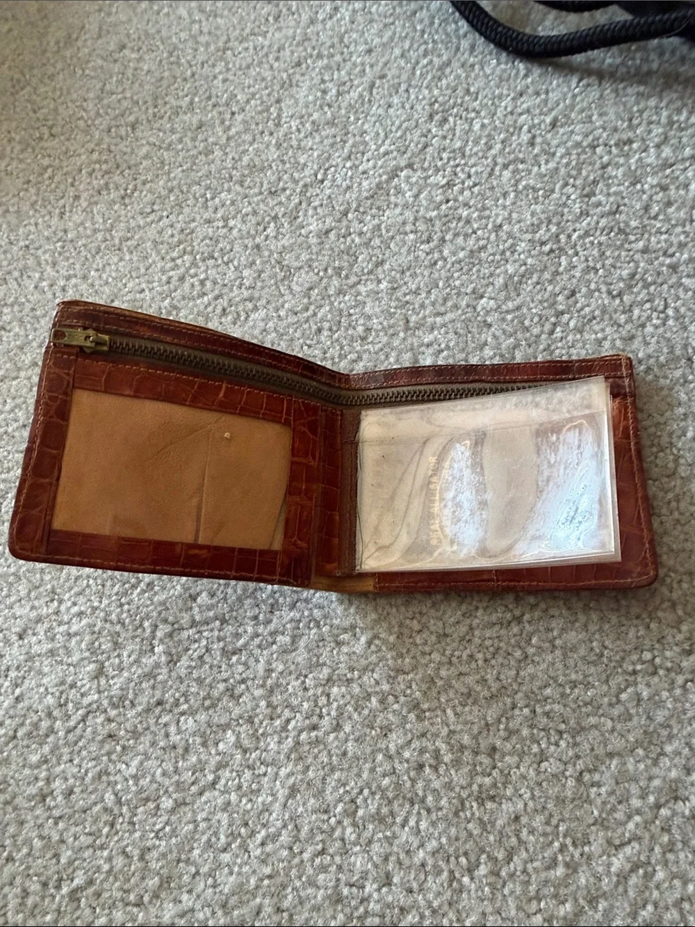 vintage brown alligator skin bifold wallet
